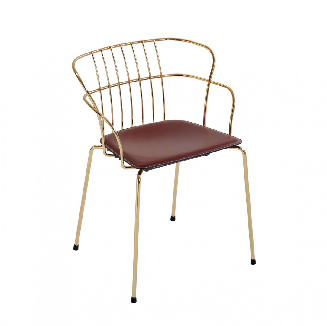 Flint 535-A Кресло со стальным каркасом и спинкой на 4 ножках, сиденье из полиамида, дерева ироко или кожи. Et al. Flint - Вид №9