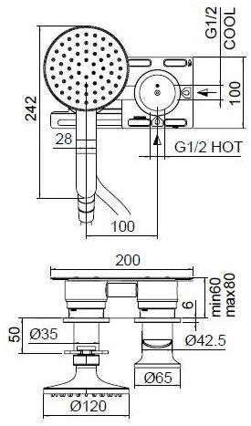 ZAZZERI Смеситель для душа на 2 отверстия с ручным душем Jk21 sun-id-1356851 - Вид №2