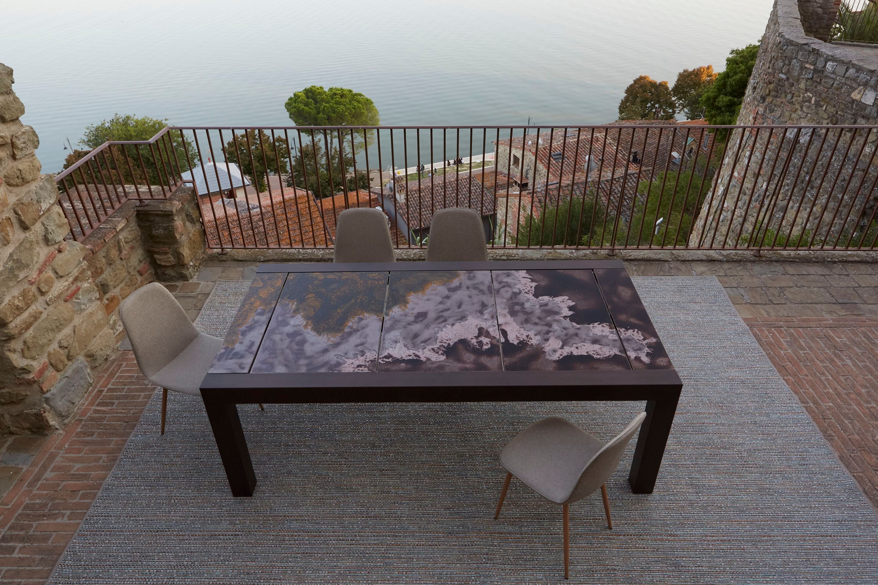 Прямоугольный стол из фаянса и нержавеющей стали DOMIZIANI современный ARCH-00046708