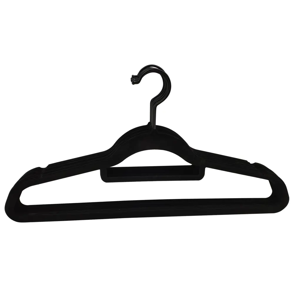 Плечики Spaceo 45 см пластик с флоковым покрытием цвет чёрный 8 шт STLM-2069502 - Вид №4