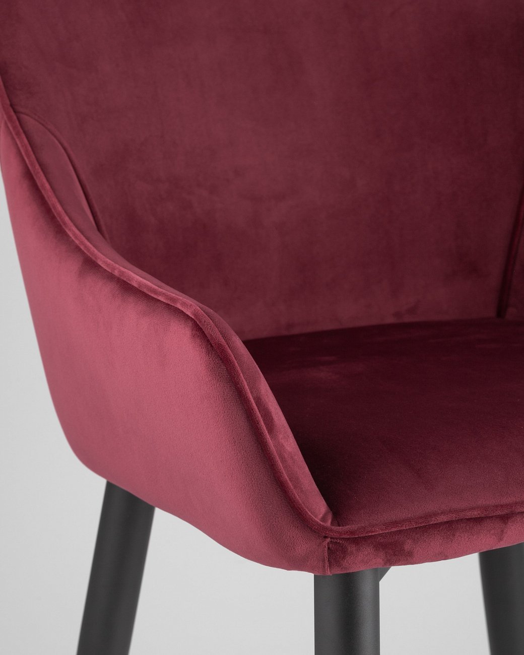 Стул с подлокотниками мягкий бордовый с черными металлическими ножками "Диана" STOOL GROUP ДИЗАЙНЕРСКИЕ 00-3881948 Красный  - Вид №5