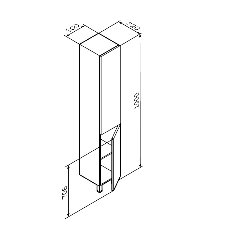 M90CSR0306GM шкаф-колонна напольный правый 30 см двери push-to-open графит матовый AM.PM Gem - Вид №4