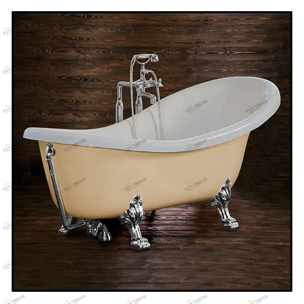 Ванна Akcjum Rectime 175 WR-01-01-Ch-N овальная бежевая с хромированными ножками WR0101CHN