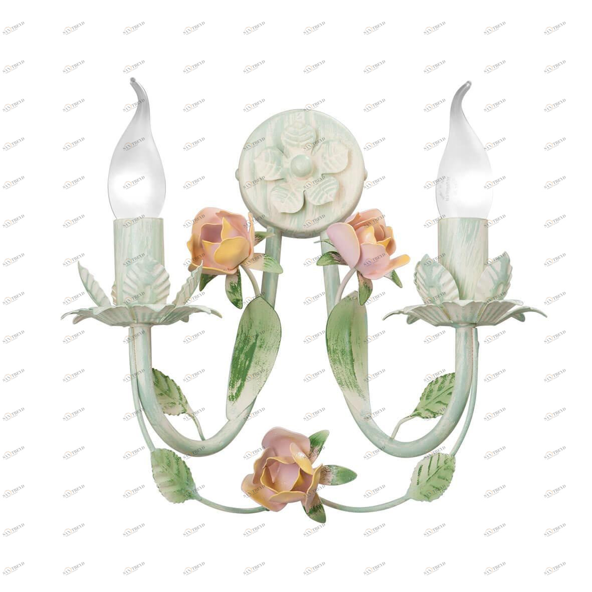 Бра настенное зеленое с розовым Vitaluce 2 V1138-0/2A VITALUCE СВЕЧА, ФЛОРИСТИКА 00-3931397 Зеленый;розовый 