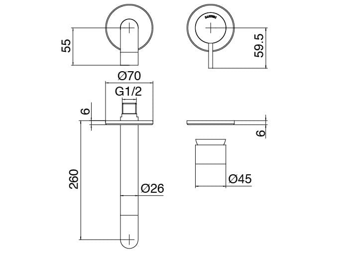 Настенный смеситель для раковины Zazzeri ARCH-00038571 - Вид №2