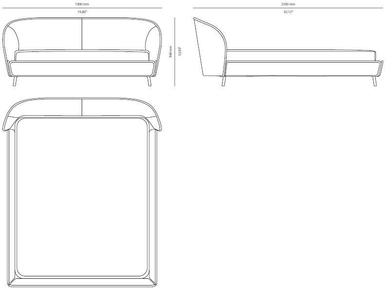 PRADDY Двуспальная кровать из ткани с мягким изголовьем Carnaby Tr001 - Вид №5