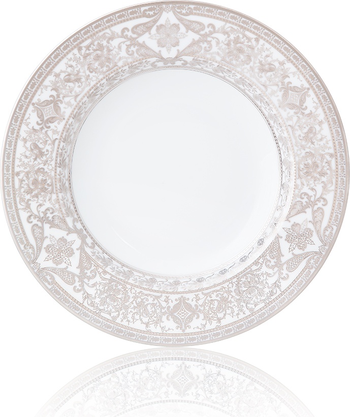 10561966 Haviland Тарелка суповая 24см "Матиньон" (белый, платиновый декор) Фарфор 