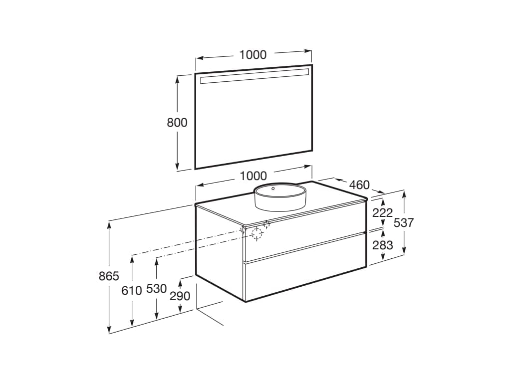 Деревянный шкаф для умывальника с зеркалом и столешницей Roca The Gap ARCH-00120591 - Вид №17