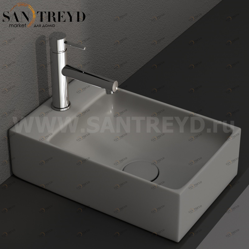 B6R40GH Подвесная раковина настенная прямоугольная Ceramica Globo T-EDGE серая