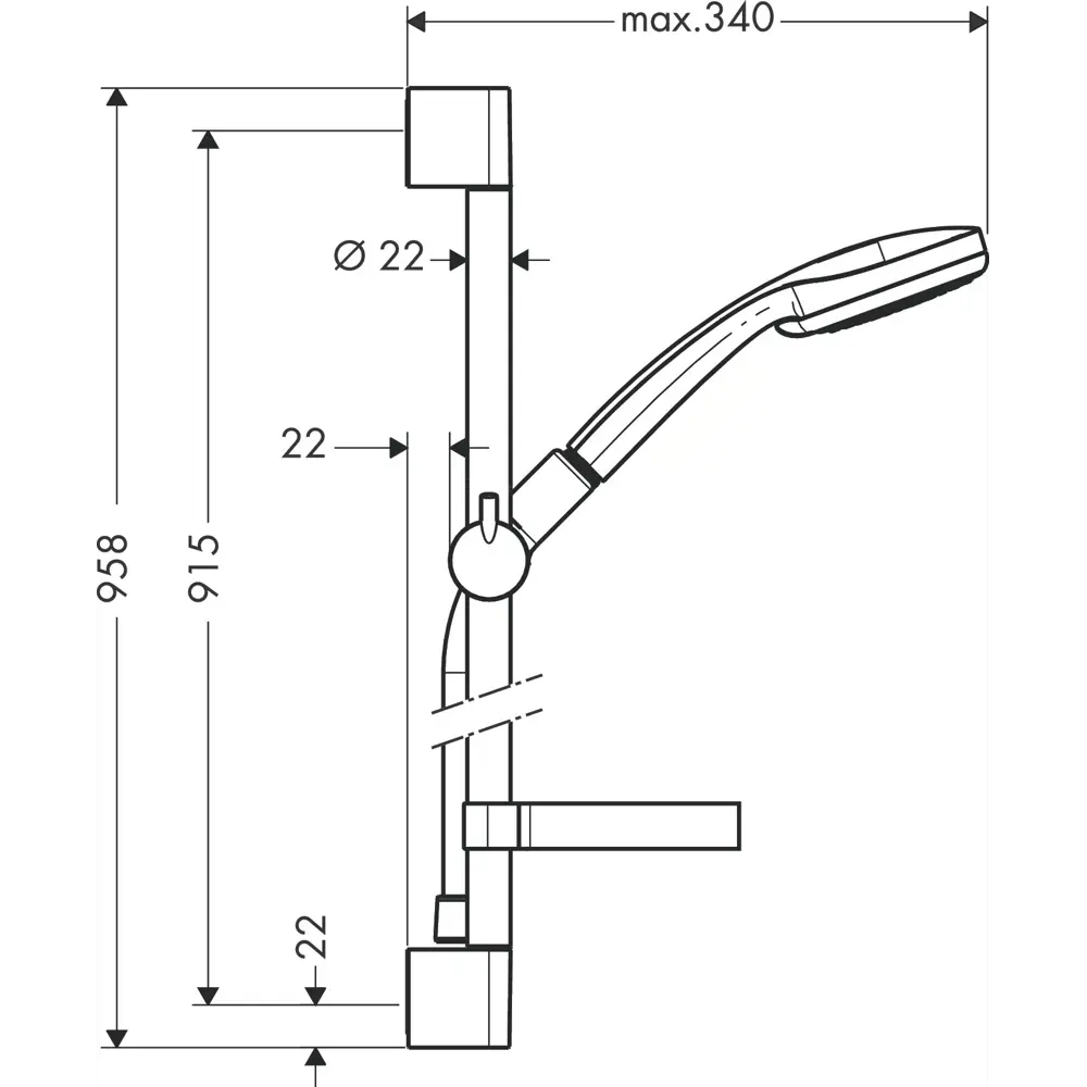 Душевая стойка Hansgrohe Croma 100 Vario Unica 90 см 4 режима 82600736 STLM-2152197 Без серии - Вид №4