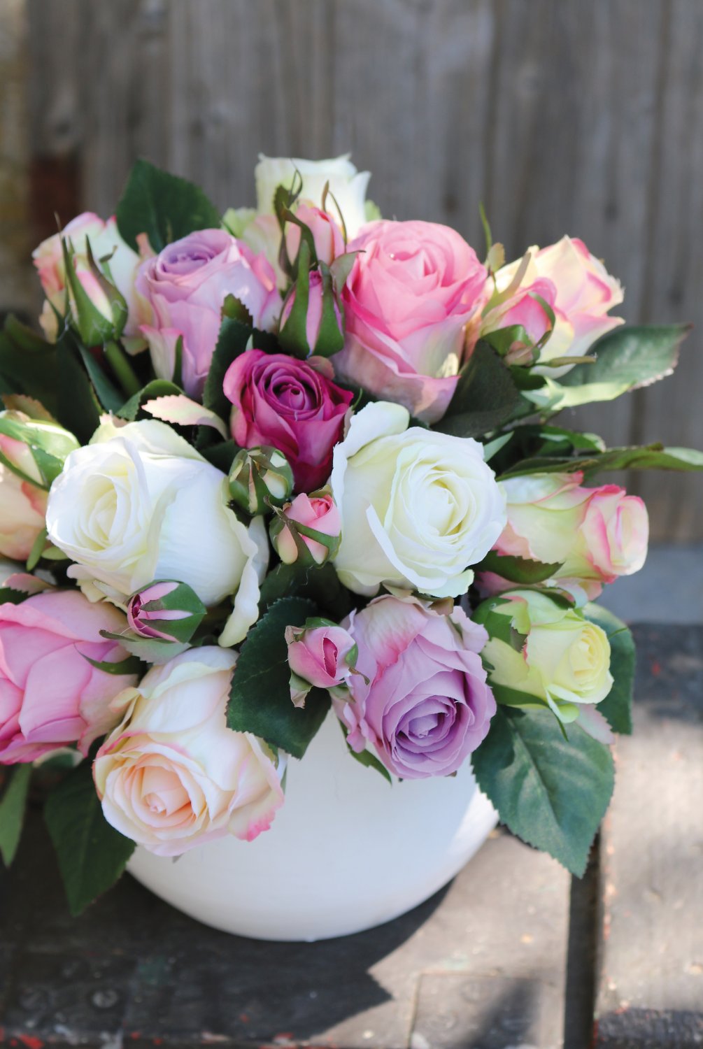 2614 755 a3 Искусственный букет из шиповников, 24 цветка, 28 см, бежево-роза H-andreas  - Вид №1