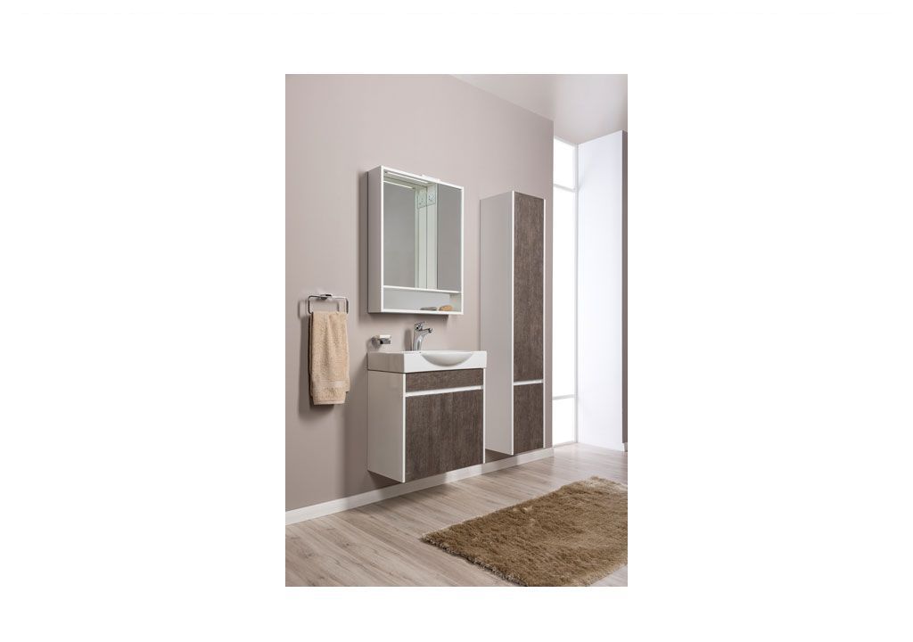 Шкаф-пенал для ванной Aquanet Коста 35 белый/дуб антик 00188408 - Вид №3