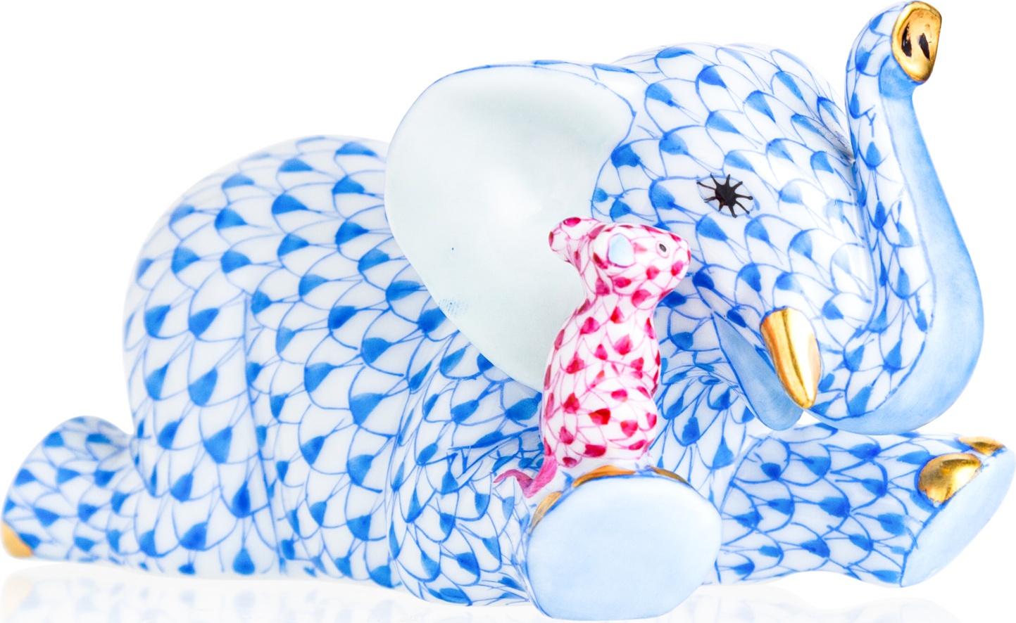 10639143 Herend Фигурка Herend "Слон и мышь" 5,5см Фарфор 