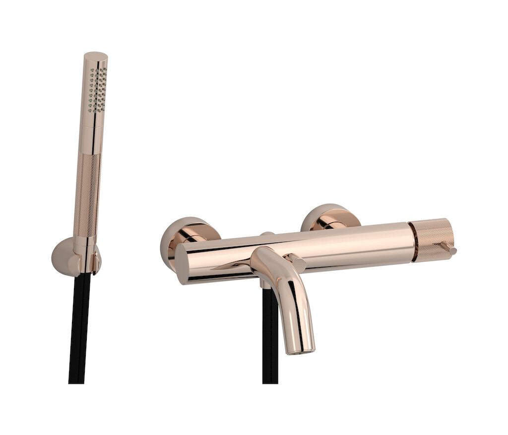Настенный смеситель для ванной в комплекте с душевым гарнитуром. WE ARE IB id250rs Rose Gold Industria
