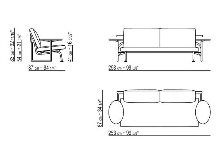 2-местный линейный диван Flexform имбирь ARCH-00151960 - Вид №4