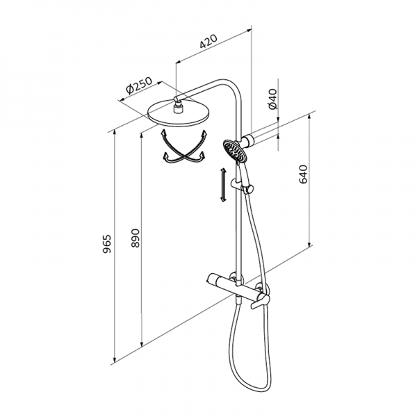 40499400 BASIC Смеситель для душа с колонкой Хром GRB MIXERS TENDER - Вид №1