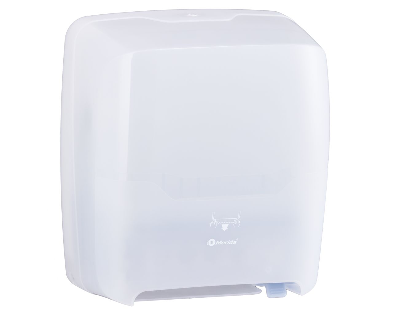 CHB301 HARMONY AUTOMATIC MAXI механический диспенсер для рулонов бумажных полотенец, пластик, прозрачный белый Merida 