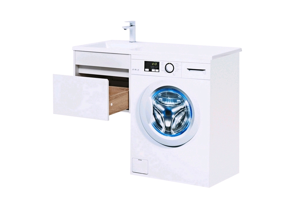 Тумба с раковиной Aquanet Токио 110 L белый (подвесная, 1 ящик) 0023691500235497 - Вид №12