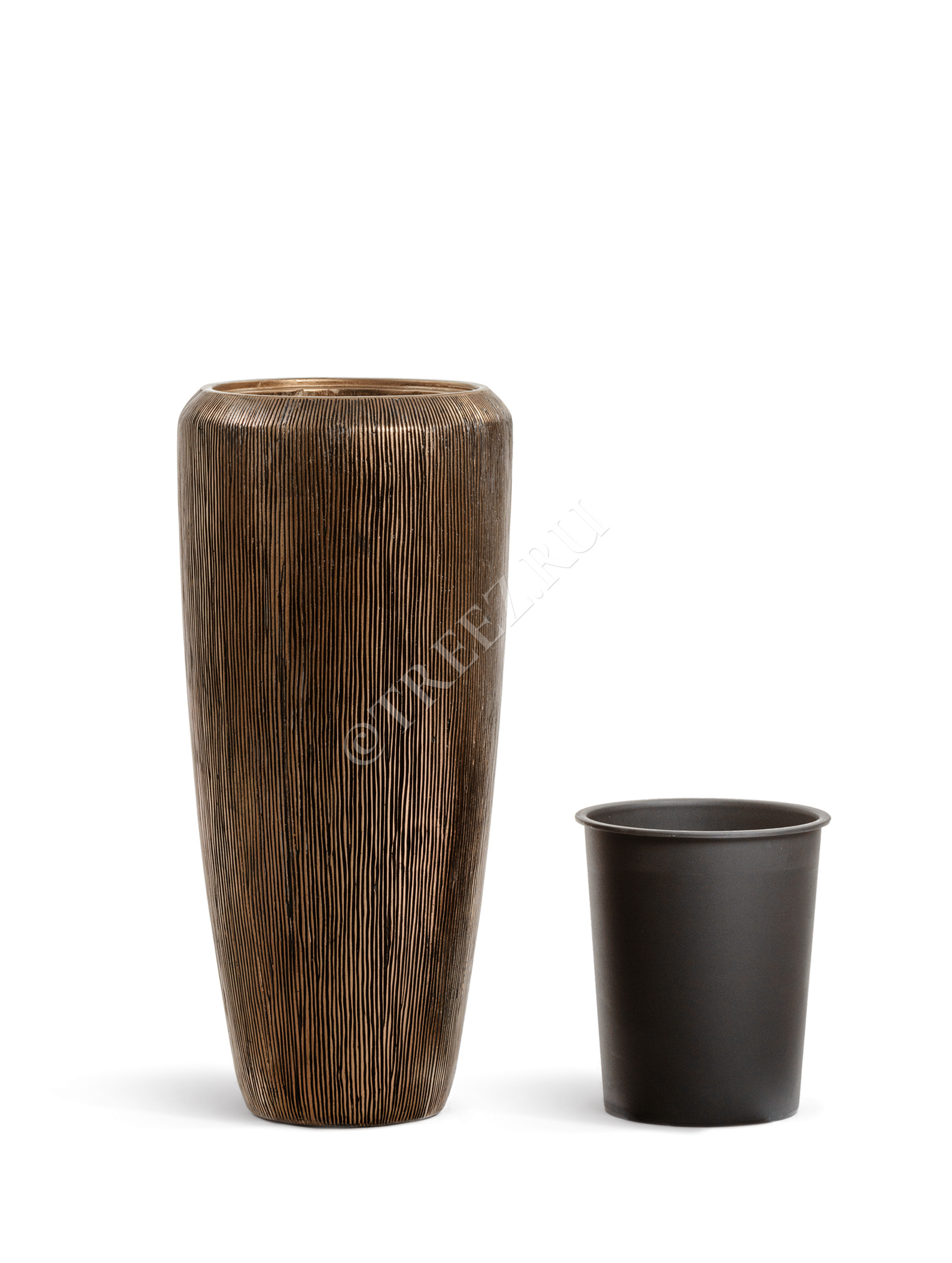 41.3321-06-049-BRS-097 Кашпо  Effectory - серия Wow - Высокий конус Design - Тёмное матовое золото Цветочная коллекция  - Вид №6