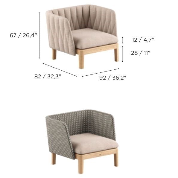 Садовое кресло из ткани и ТИКа с подлокотниками Royal Botania Calypso Lounge ARCH-00007496 - Вид №5