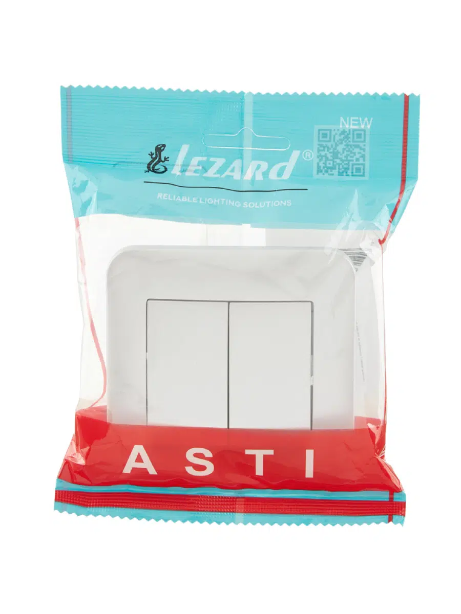 ASTI Выключатель двойной жемчужно-белый перламутр LEZARD 7081-3030-101
