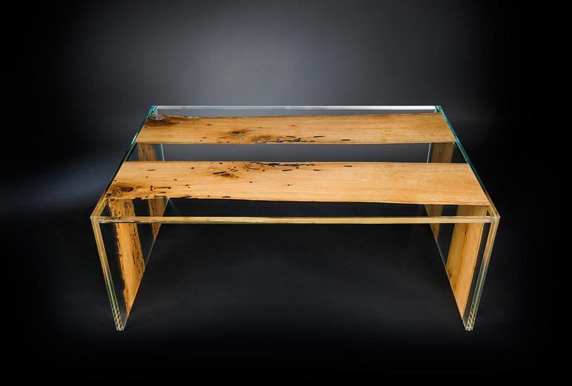 VGnewtrend Прямоугольный журнальный столик из дерева и стекла Venezia 7511780.00 - Вид №1