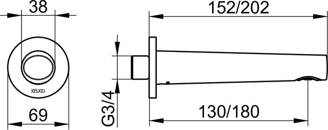 51545010001 Излив для ванны DN 20 KEUCO Edition 400 - Вид №2