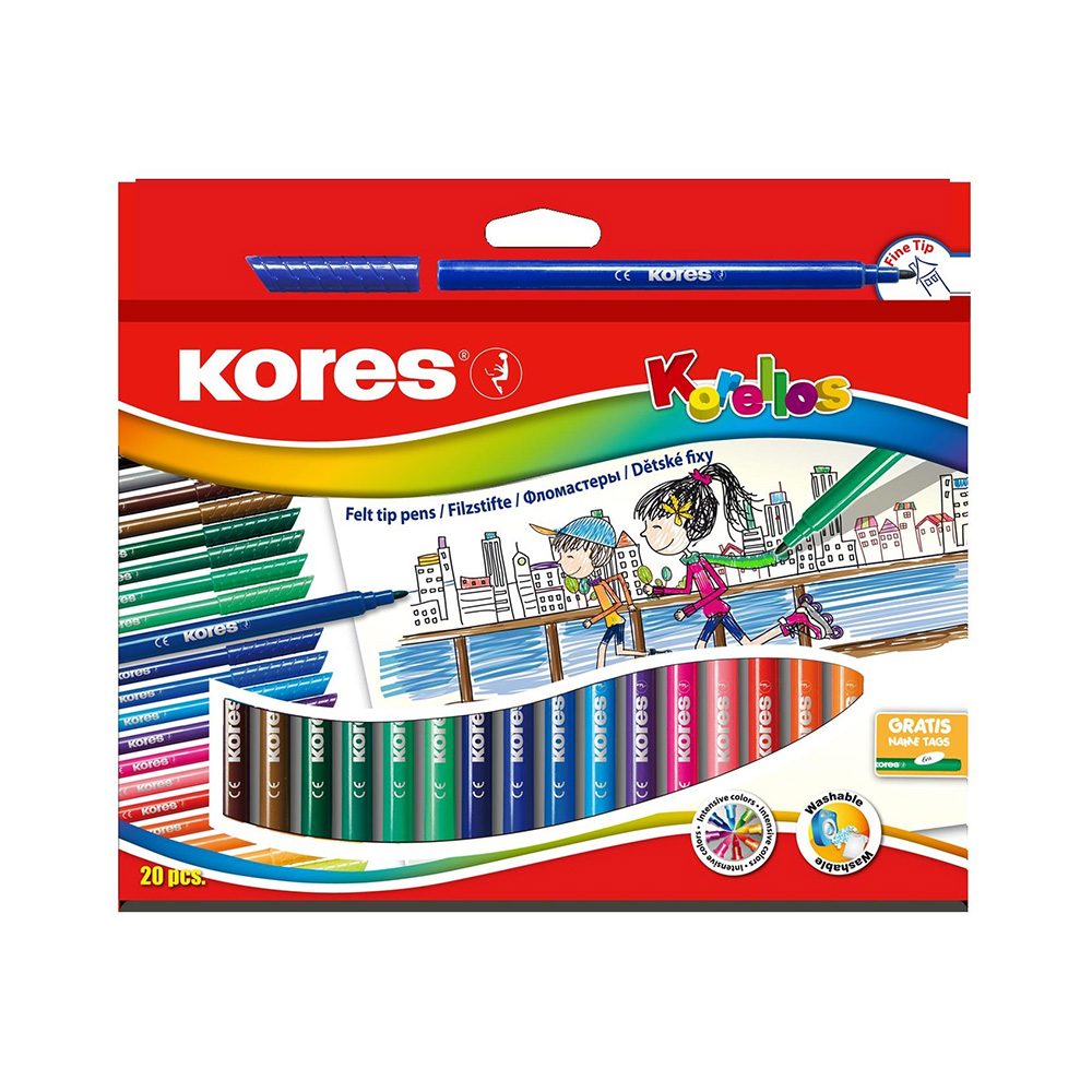 313359 Фломастеры с вентилируемым колпачком 20 цв Kores 