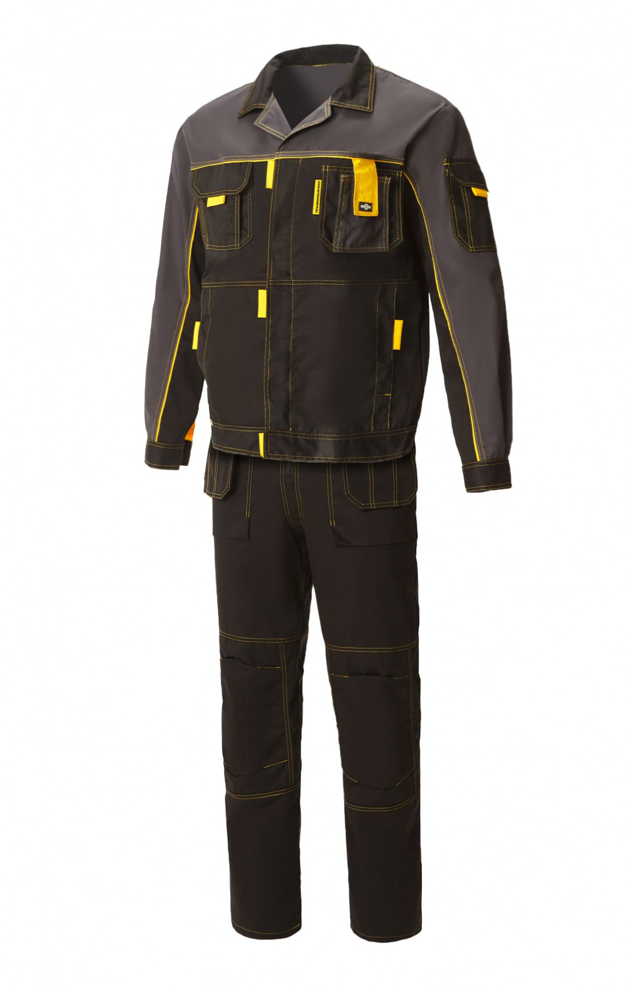 4956833 Костюм "Профессионал-2" черный-графит-желтый GENESIS  Летняя спецодежда  размер 60-62/170-176 