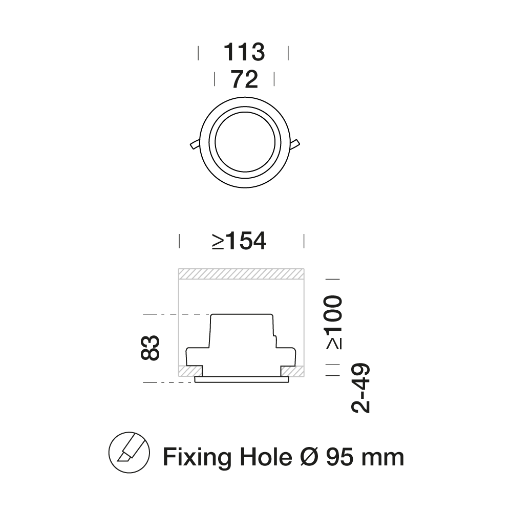8516168 Встраиваемый в потолок светильник Platek ASTER Small  ASTER Small Basic - 1 COB 4000K 64°  - Вид №6