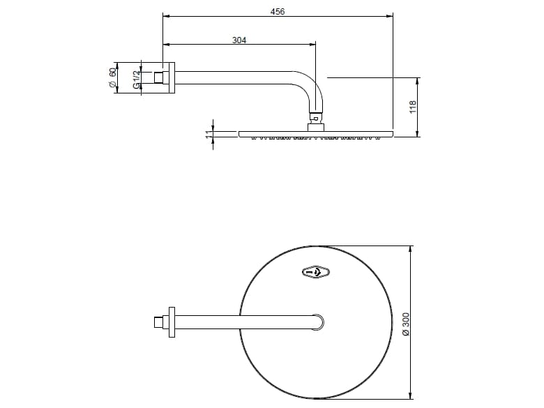 Латунная настенная круглая душевая головка с системой защиты от накипи Rubinetterie Treemme Albatros ARCH-00033688 - Вид №5