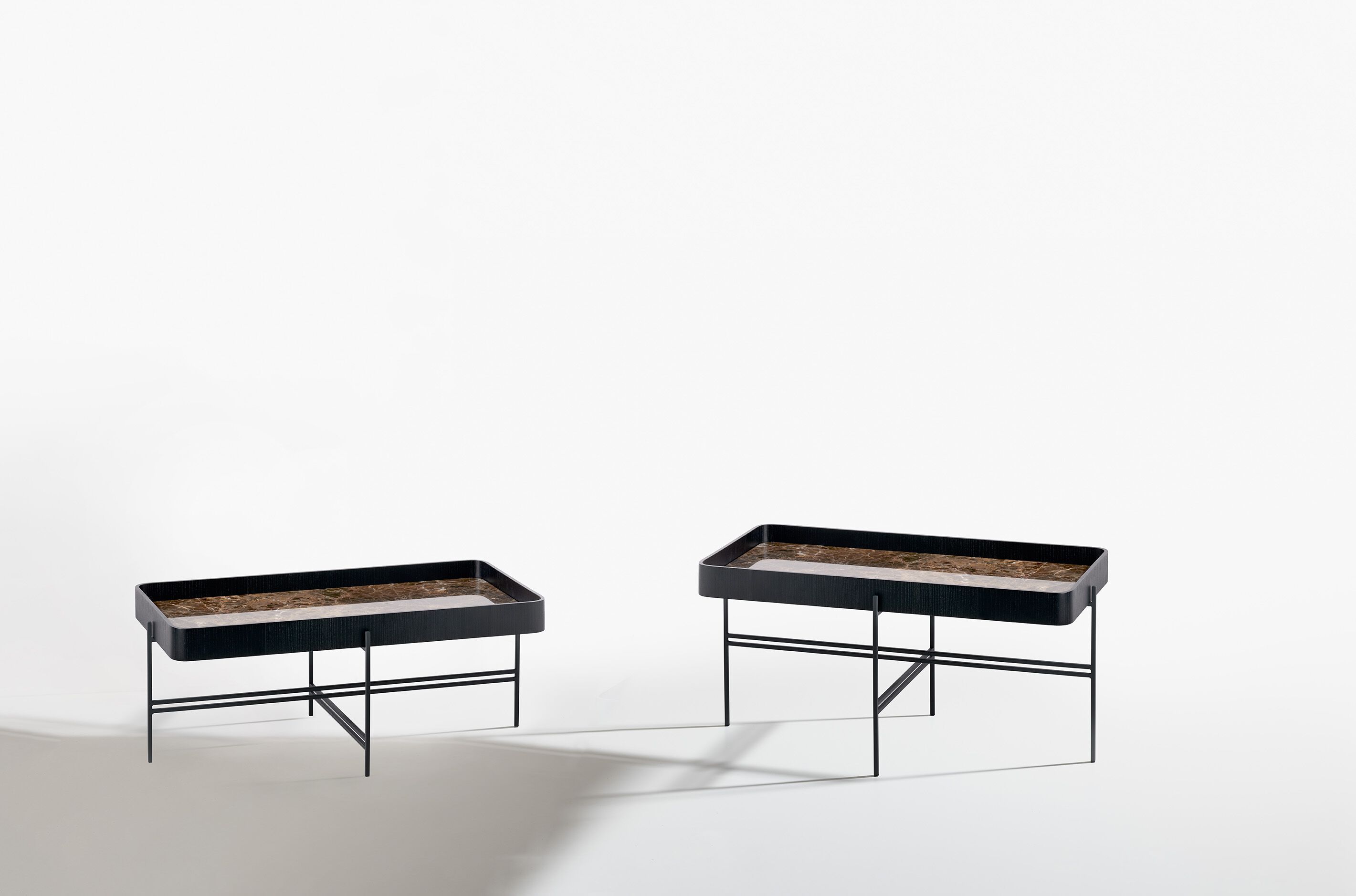 Прямоугольный металлический журнальный столик с подносом и мраморной столешницей Potocco лоток ARCH-00084120 - Вид №1