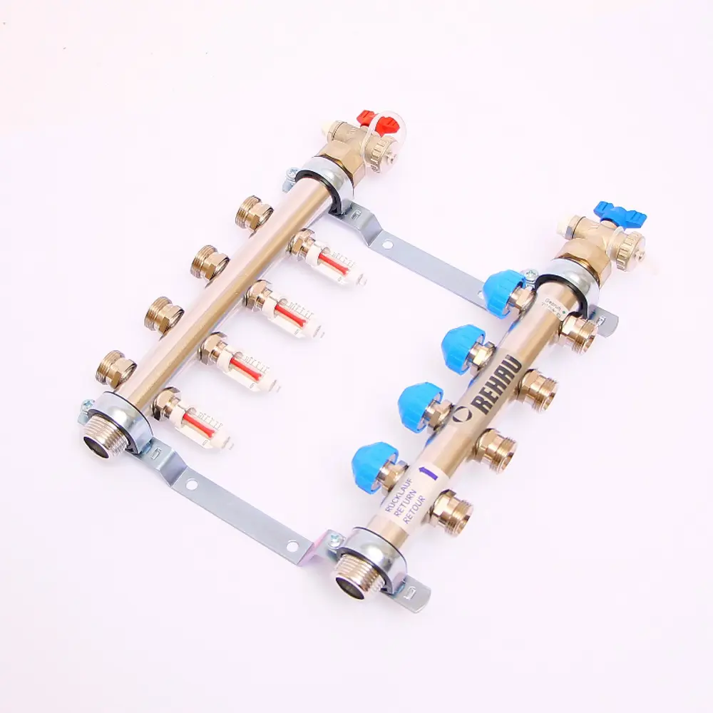 Коллекторная группа с расходомерами Rehau HKV-D 1"x3/4" 4 выхода нержавеющая сталь STLM-2182534