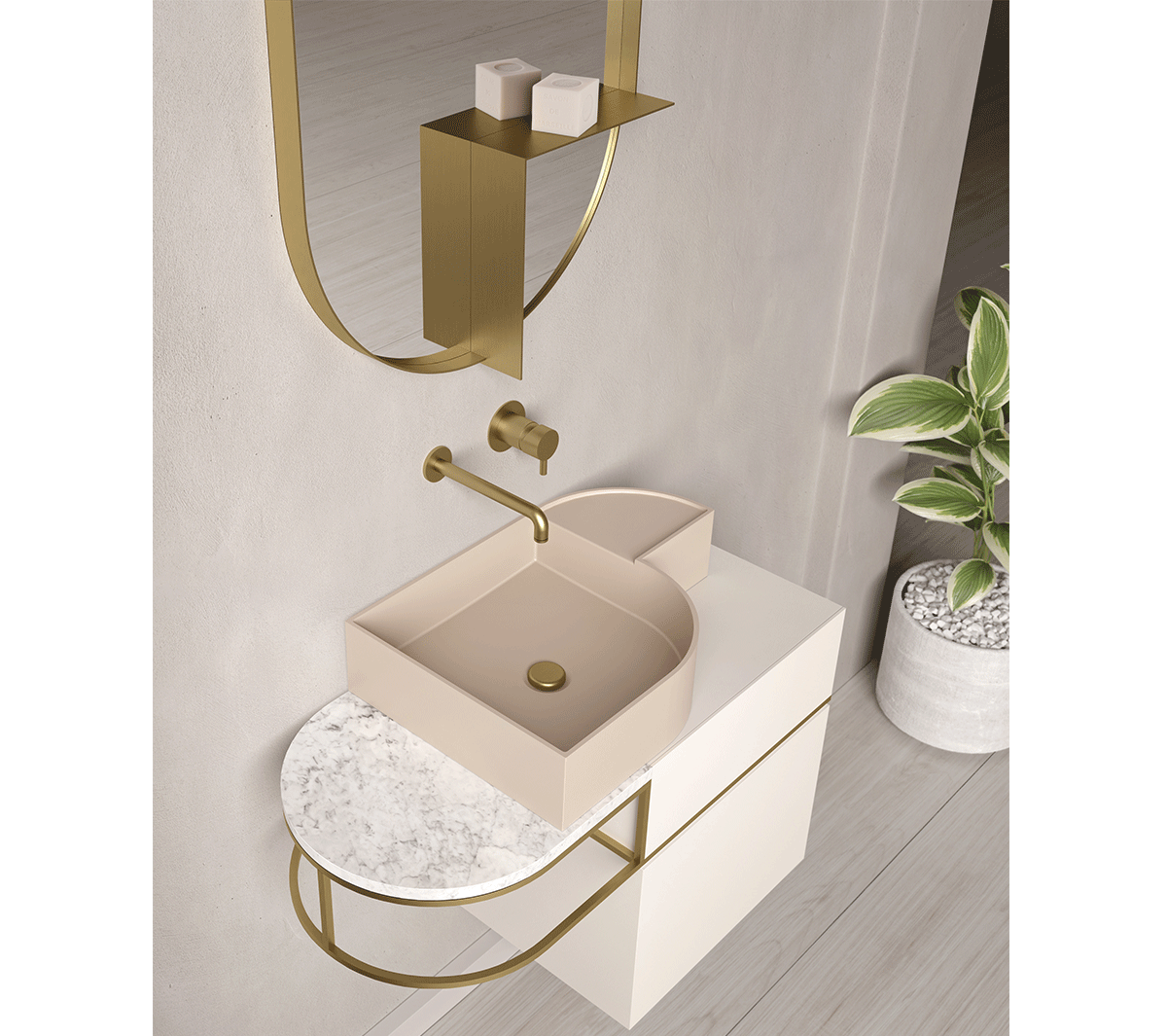 Ex.T Nouveau Shelf Mirror Настенное зеркало с полкой EXNOUSPOVALSX/BR - Вид №3