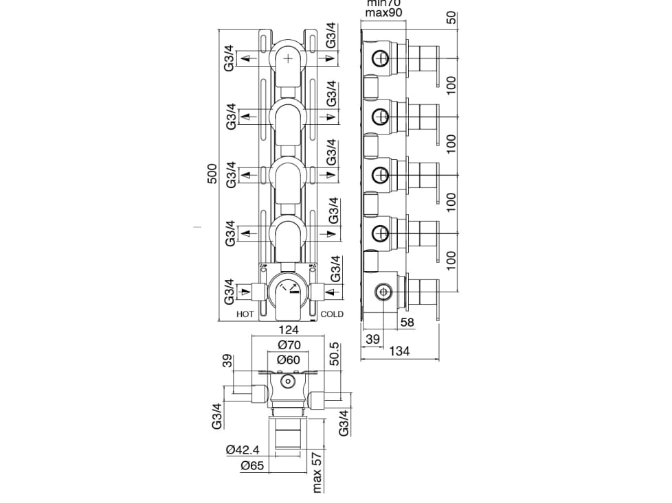Термостатический набор для душа из нержавеющей стали с ручным душем Zazzeri Q316 ARCH-00030029 - Вид №5