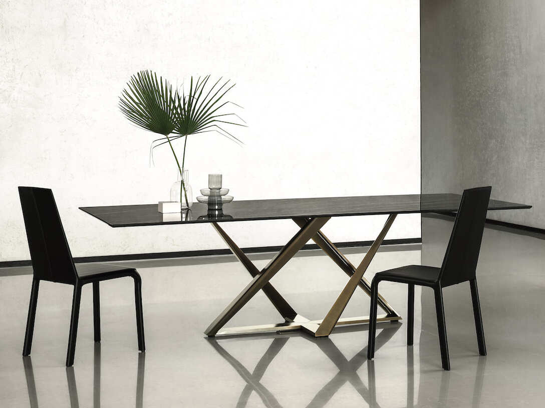 Прямоугольный обеденный стол из стали и дерева Bontempi Casa Millennium ARCH-00040042 - Вид №1