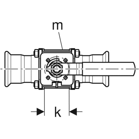 GEBERIT 92108 Шаровой кран Geberit Mapress из нержавеющей стали с рукояткой, с двумя пресс-соединениями  - Вид №3