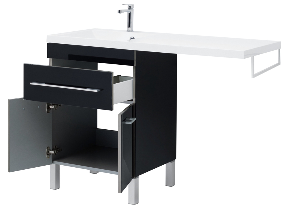 Тумба с раковиной Aquanet Верона 120 L черный (напольная, 1 ящик, 2 дверцы) 0018270500239565 - Вид №5