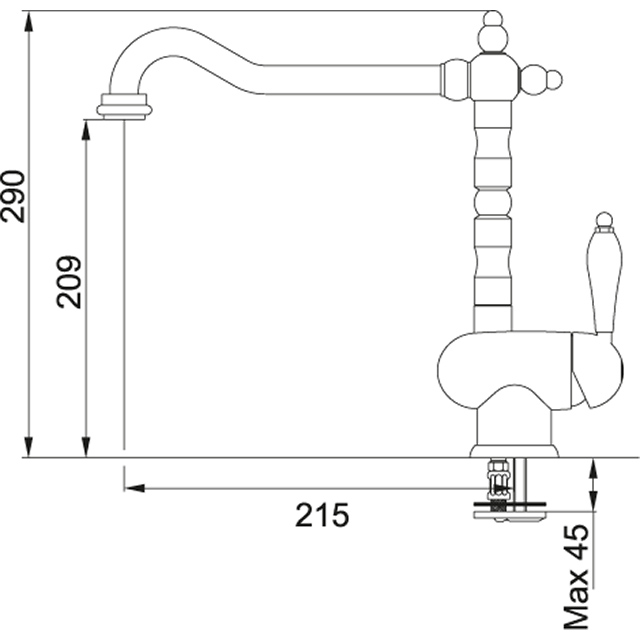 Смеситель кухонный  Franke Old England Поворотный излив Fragranite Бежевый sun-id-1698985 - Вид №1