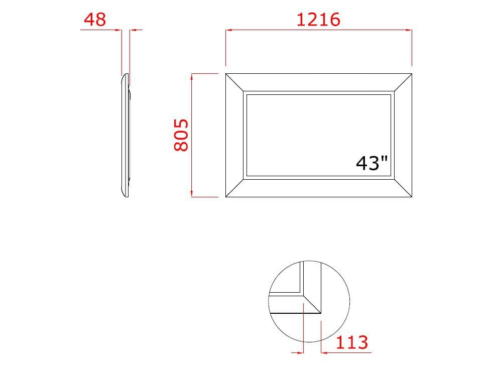 Прямоугольное настенное зеркало со встроенным отсеком для телевизора NEOD Venus ARCH-00047954 - Вид №8