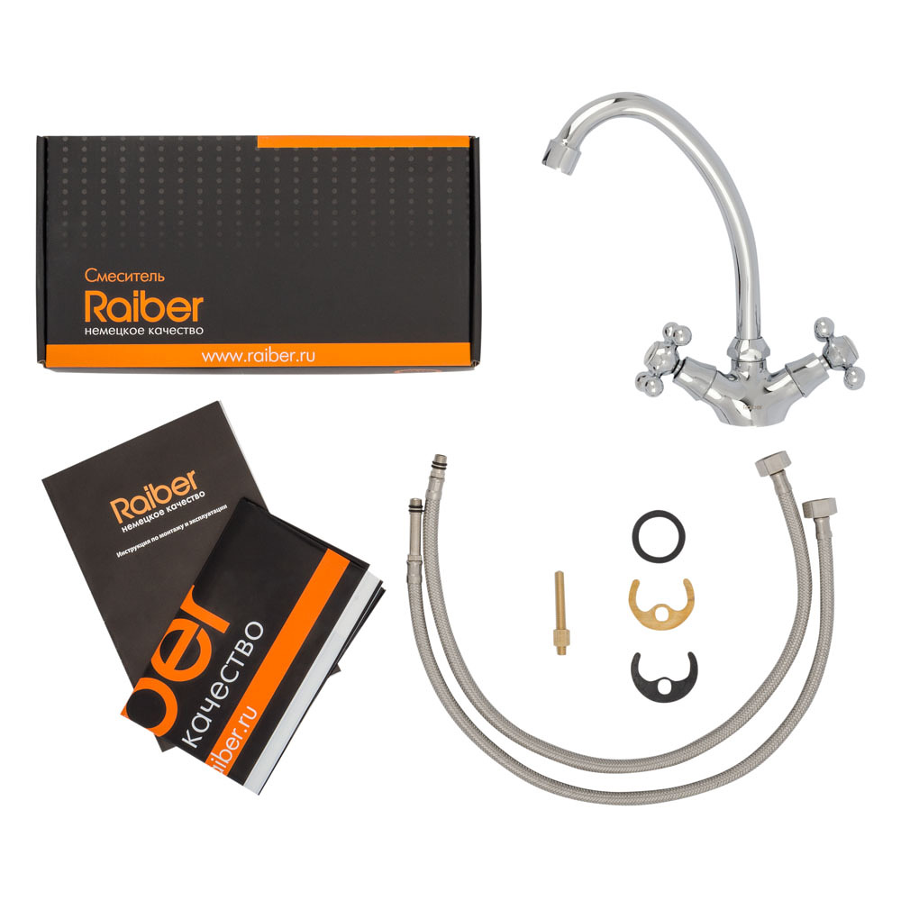 R1001 Смеситель для кухни с двумя рукоятками Raiber Eco - Вид №2