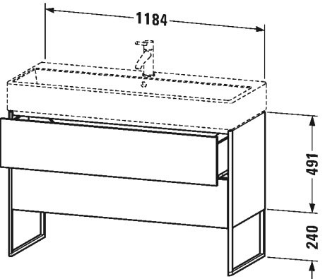 XS447703838 XSquare Тумбочка напольная Доломитово-серый глянцевый лак Duravit - Вид №1