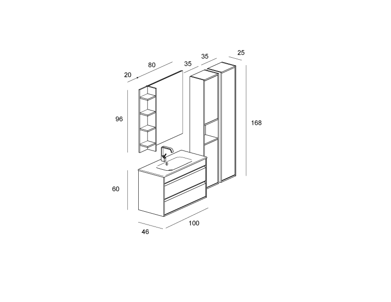 Smart.46 – 14 Mastella  Smart.46  Комплект мебели для ванной  - Вид №3