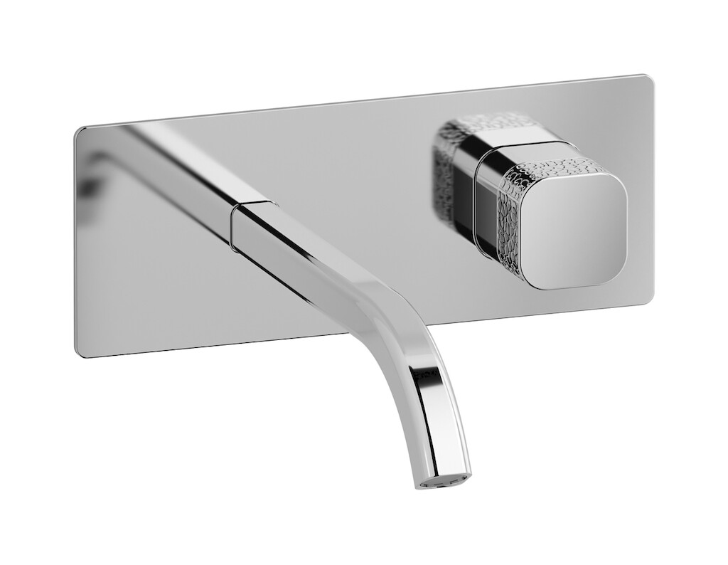 Настенный смеситель для раковины прогрессивный на 2 отверстия в комплекте с донным клапаном. WE ARE IB eo206cc_2 Chrome Elio