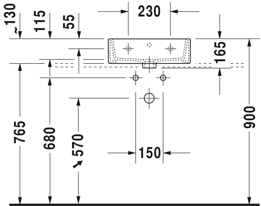 0724450060 Подвесная раковина настенная овальная Duravit Vero Air - Вид №3
