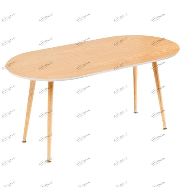 Кофейный столик с деревянными ножками и белым кантом Soap WOODI  00-3966134 Беленый дуб;бежевый;белый 