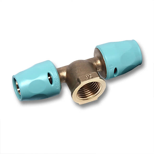 123130G2012 SANHA 23130G 3fit-Push Тройник Вст-ВР-Вст 20x1/2x20 мм  - Вид №1