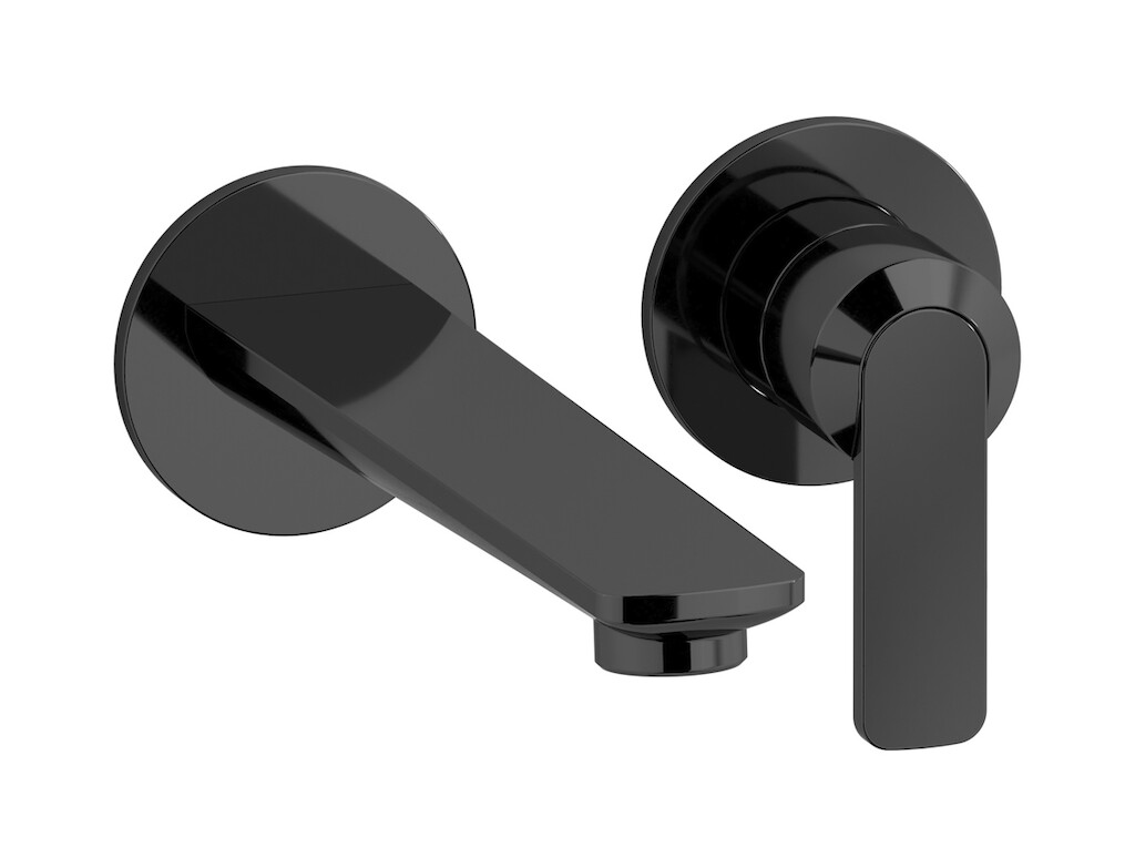 Встроенный в стену смеситель для раковины на 2 отверстия в комплекте с донным клапаном WE ARE IB c6406cf Black Chrome C-67