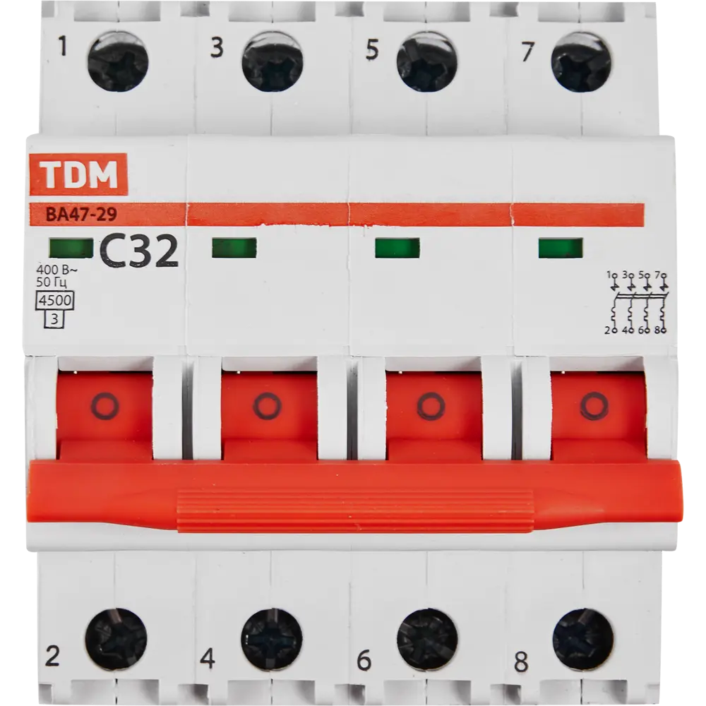 Автоматический выключатель TDM Electric ВА47-29 4P C32A для надежной защиты сетей 89347167 STLM-1118130 - Вид №1