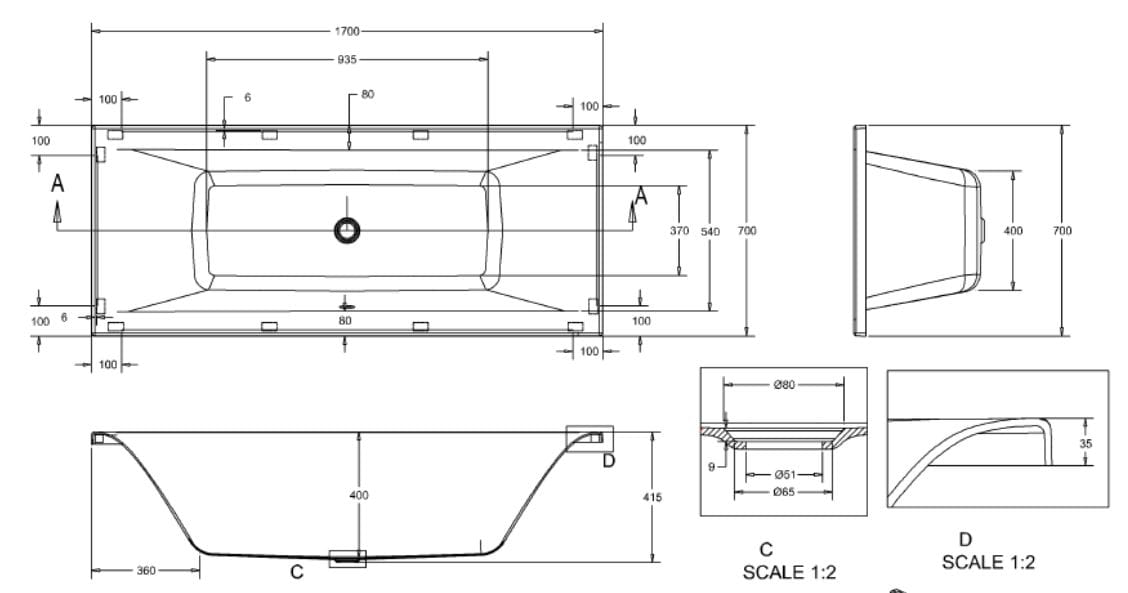 Прямоугольная ванна CROSSWATER KAI X ARCH-00031495 - Вид №3